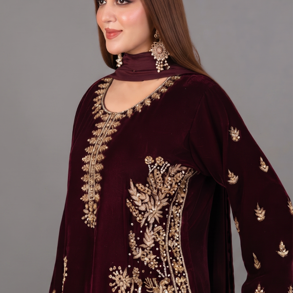 Majestic Plum Embroidered 3-Piece Suit