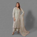 Pastel  Embroidered Organza 3-Piece Festive Suite