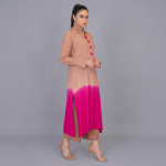 Muted Taupe & Fuchsia Dip-Dye Tunic Set