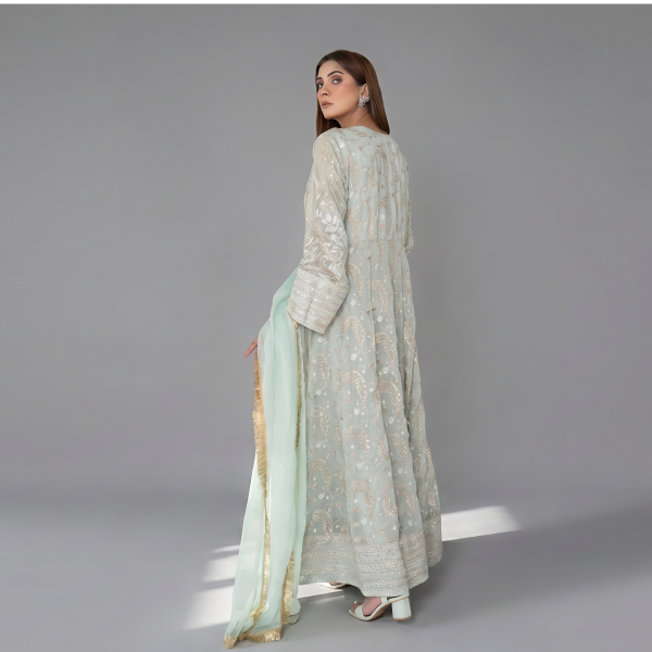 Mint Embroidered Angrakha Set