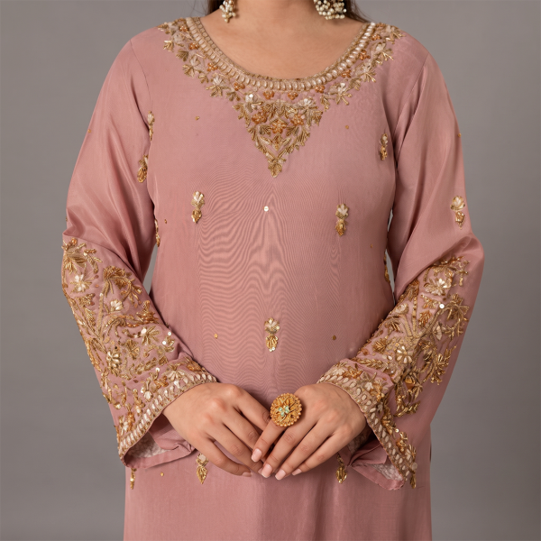 Blush Rose Radiance Embroidered Suit