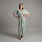 Manahil Embellished Mint Green Kaftan Maxi Dress