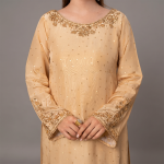 Golden Embroidered Kurti with Matching  Dupatta