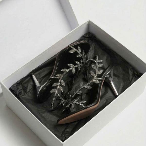 Black Embellished Heels for Women – Elegant Party & Wedding Wear