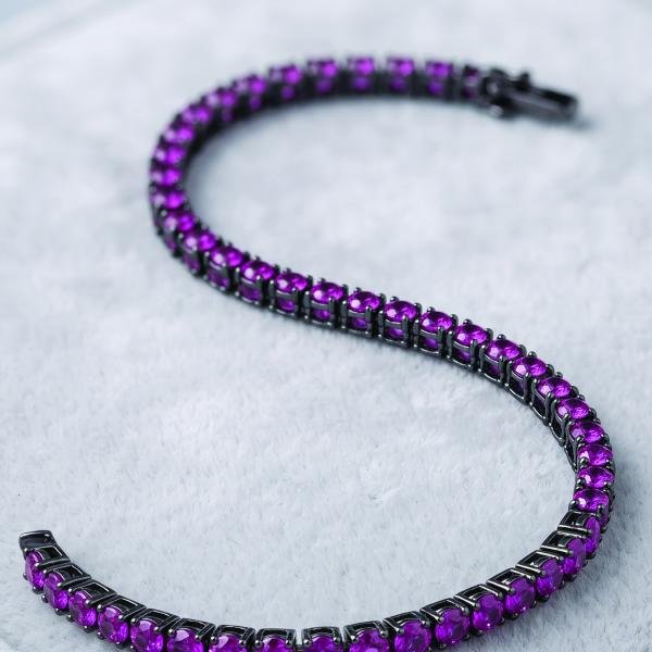 Orenoor Purple Gemstone Tennis Bracelet