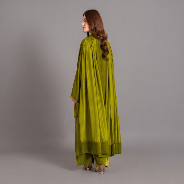 Olive Green Embellished Tunic and Trouser Set