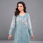 Powder Blue Floral Embroidered Luxury