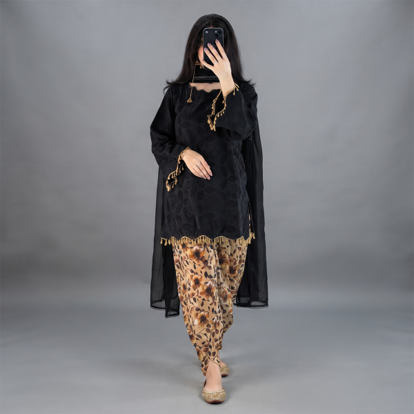 Black & Gold Floral Elegance Suit