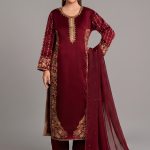 Deep Maroon Embellished Kurta with Matching Trousers