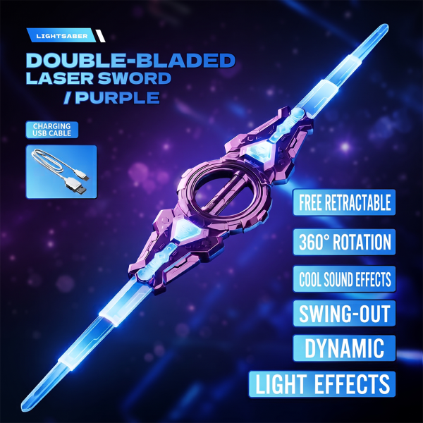 Douyin's New Fire Spinning Sword Double-Edged Telescopic  Cool Laser Sword Toy