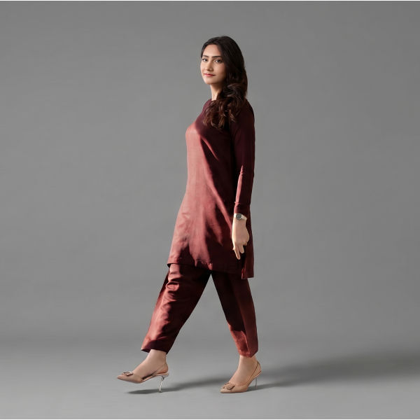 Women's Elegant Maroon Co-ord Set