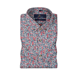 Red Over Grey Floral Printed Casual Shirt