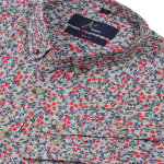 Red Over Grey Floral Printed Casual Shirt