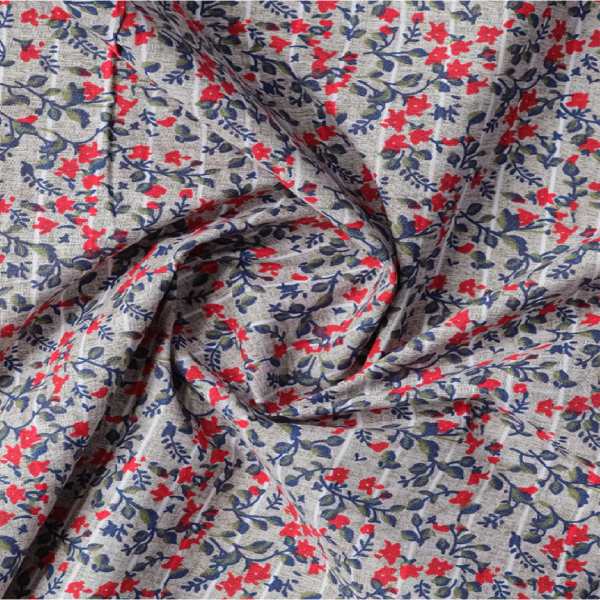 Red Over Grey Floral Printed Casual Shirt