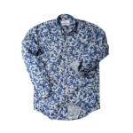Blue Leaf Printed Stripes Casual Shirt