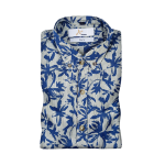 Blue Leaf Printed Stripes Casual Shirt