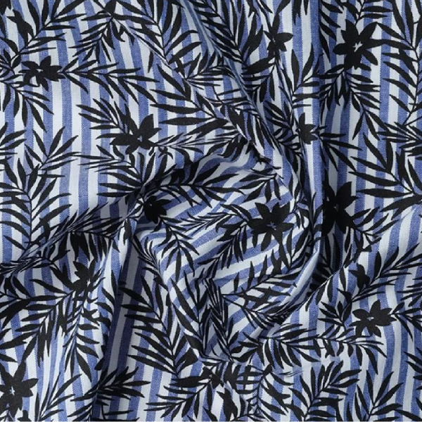 Black Leaf Printed Stripes Casual Shirt