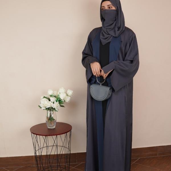 Dual-Tone Contrast Open Abaya