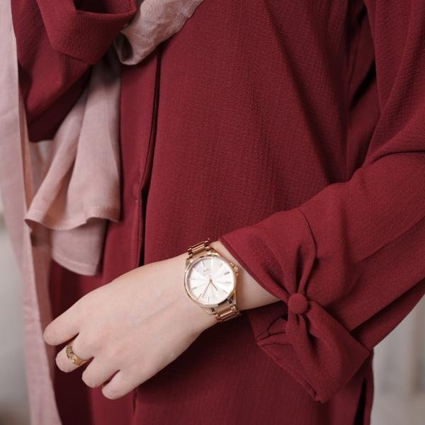 Deep Maroon Modest Button-Down Co-ord Set